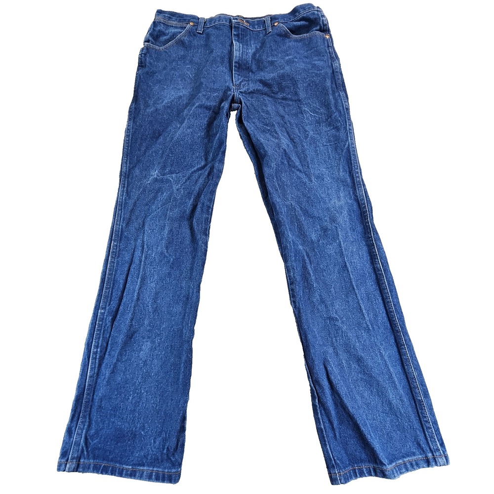 Wrangler Cowboy Cut Jeans Mens Size 38x32 Blue Slim Straight Denim Zip 936DEN